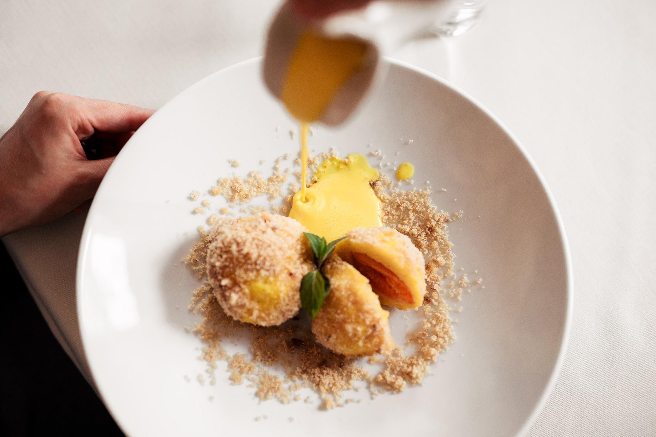 Enjoy the apricot dumplings